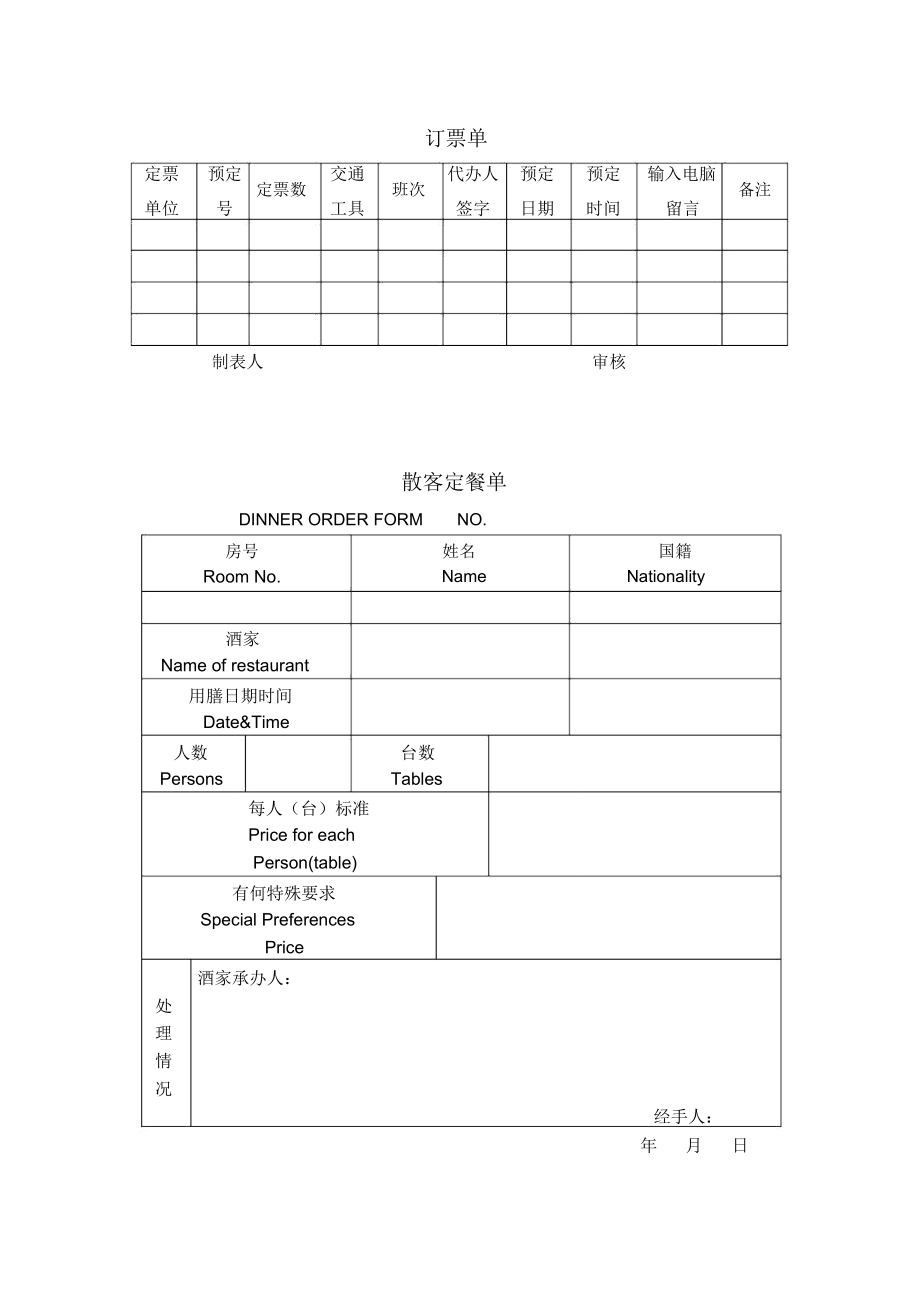 委托代订饭店客房合同表格模板.doc